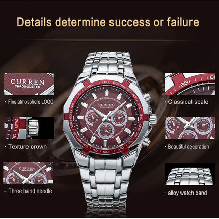 Men's Watches, Stainless Steel Strap Watch for Men Male Waterproof Quartz wristwatches