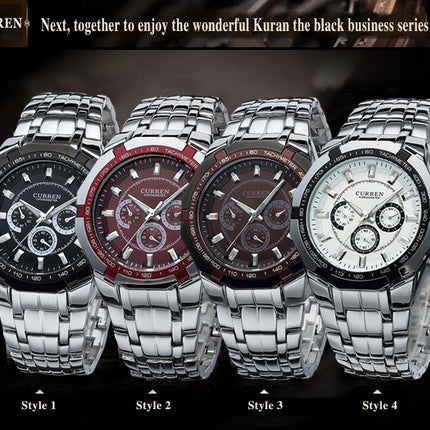 Men's Watches, Stainless Steel Strap Watch for Men Male Waterproof Quartz wristwatches