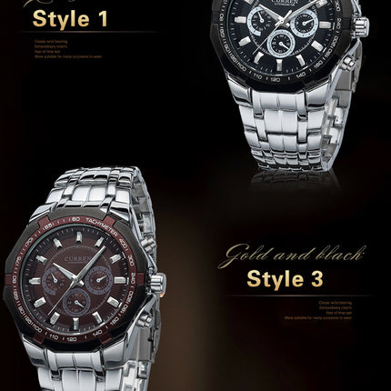 Men's Watches, Stainless Steel Strap Watch for Men Male Waterproof Quartz wristwatches