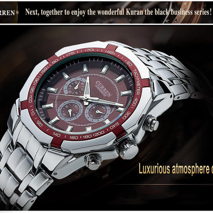 Men's Watches, Stainless Steel Strap Watch for Men Male Waterproof Quartz wristwatches