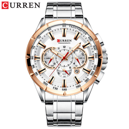 Men's Watches, Stainless Steel Strap Watch for Men Male Waterproof Quartz Calendar wristwatches