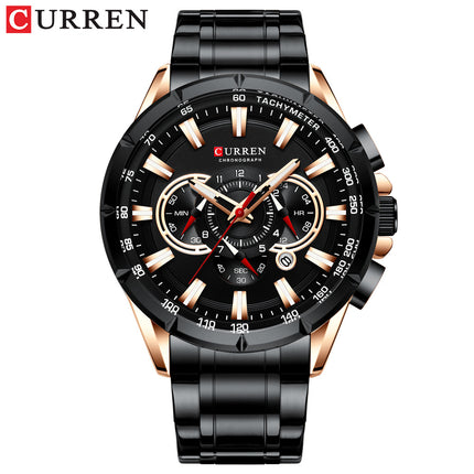 Men's Watches, Stainless Steel Strap Watch for Men Male Waterproof Quartz Calendar wristwatches