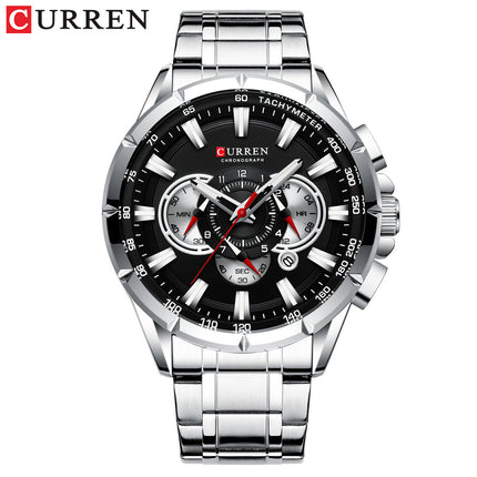 Men's Watches, Stainless Steel Strap Watch for Men Male Waterproof Quartz Calendar wristwatches