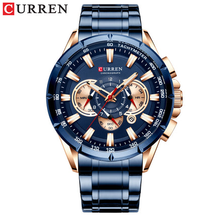 Men's Watches, Stainless Steel Strap Watch for Men Male Waterproof Quartz Calendar wristwatches