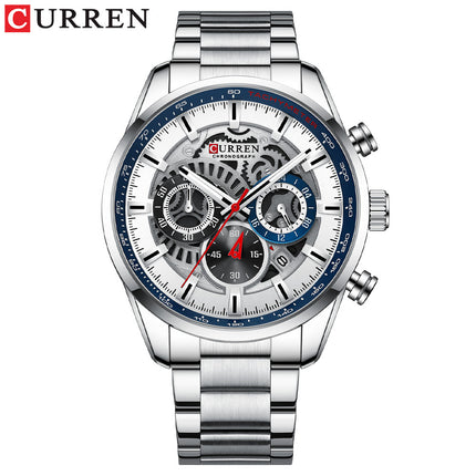 Men's Watches, Stainless Steel Strap Watch for Men Male Waterproof Quartz Calendar wristwatches-M2