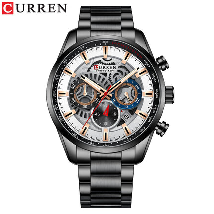 Men's Watches, Stainless Steel Strap Watch for Men Male Waterproof Quartz Calendar wristwatches-M2