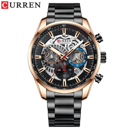 Men's Watches, Stainless Steel Strap Watch for Men Male Waterproof Quartz Calendar wristwatches-M2