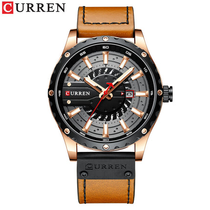 Men's Watches, Leather Strap Watch for Men Male Waterproof Quartz Calendar wristwatches-M5