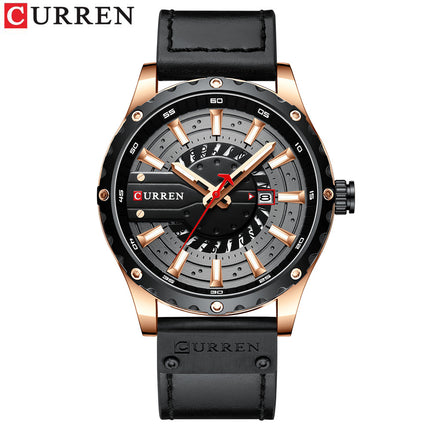 Men's Watches, Leather Strap Watch for Men Male Waterproof Quartz Calendar wristwatches-M5