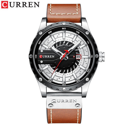 Men's Watches, Leather Strap Watch for Men Male Waterproof Quartz Calendar wristwatches-M5