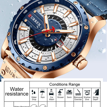 Men's Watches, Leather Strap Watch for Men Male Waterproof Quartz Calendar wristwatches-M5