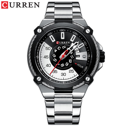 Men's Watches, Stainless Steel Strap Watch for Men Male Waterproof Quartz Calendar wristwatches-A2