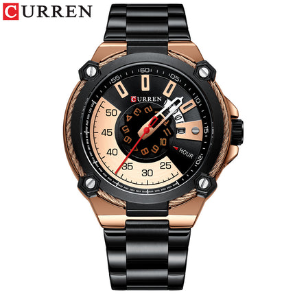 Men's Watches, Stainless Steel Strap Watch for Men Male Waterproof Quartz Calendar wristwatches-A2