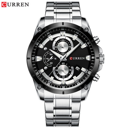 Men's Watches, Stainless Steel Strap Watch for Men Male Waterproof Quartz Business wristwatches-A3