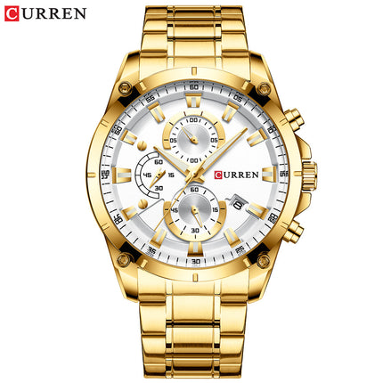 Men's Watches, Stainless Steel Strap Watch for Men Male Waterproof Quartz Business wristwatches-A3