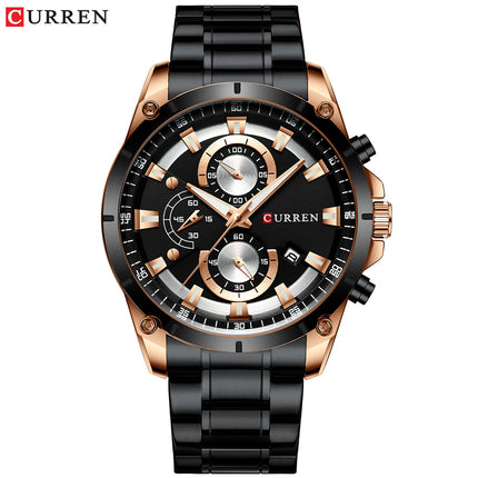 Men's Watches, Stainless Steel Strap Watch for Men Male Waterproof Quartz Business wristwatches-A3