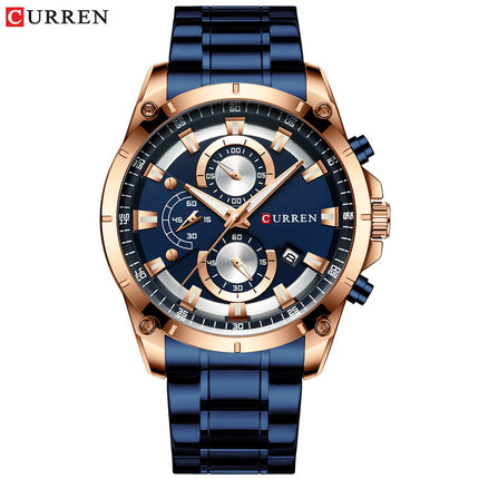 Men's Watches, Stainless Steel Strap Watch for Men Male Waterproof Quartz Business wristwatches-A3