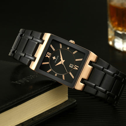 Men's Watches, Stainless Steel Strap Watch for Men Male Waterproof Quartz Calendar wristwatches-B1