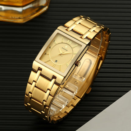 Men's Watches, Stainless Steel Strap Watch for Men Male Waterproof Quartz Calendar wristwatches-B1