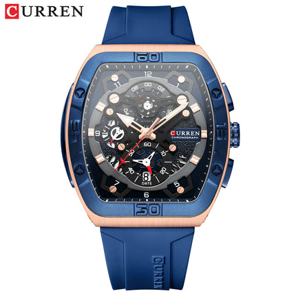 Men's Watches, Silicone Strap Watch for Men Male Waterproof Quartz Calendar wristwatches