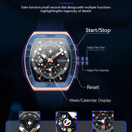 Men's Watches, Silicone Strap Watch for Men Male Waterproof Quartz Calendar wristwatches