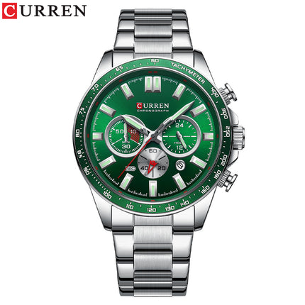 Men's Watches, Stainless Steel Strap Watch for Men Male Waterproof Quartz Calendar wristwatches-E1