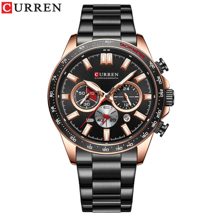 Men's Watches, Stainless Steel Strap Watch for Men Male Waterproof Quartz Calendar wristwatches-E1