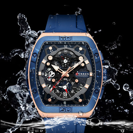 Men's Watches, Silicone Strap Watch for Men Male Waterproof Quartz Calendar wristwatches