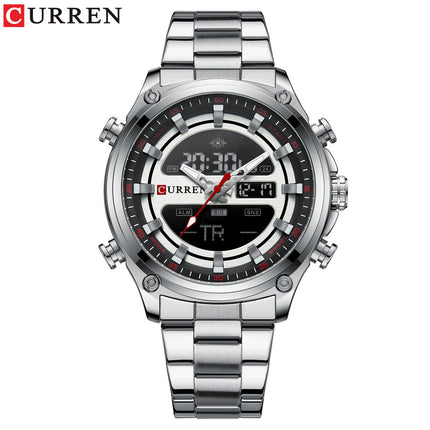 Men's Watches, Stainless Steel Strap Waterproof Double Movement Quartz Electronically Watch for Men