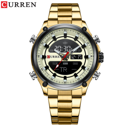 Men's Watches, Stainless Steel Strap Waterproof Double Movement Quartz Electronically Watch for Men