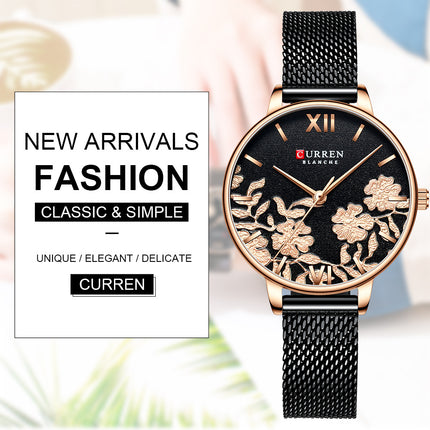 Women's Fashion Watches Stainless Steel Strap Quartz Waterproof  Watch for Women-E2