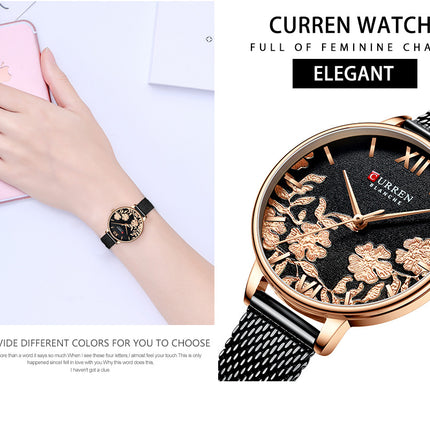 Women's Fashion Watches Stainless Steel Strap Quartz Waterproof  Watch for Women-E2