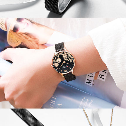 Women's Fashion Watches Stainless Steel Strap Quartz Waterproof  Watch for Women-E2