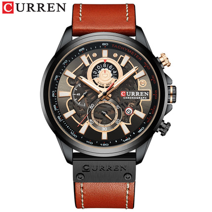 Men's Watches, Leather Strap wristwatches Waterproof  Quartz Business Watch for Men