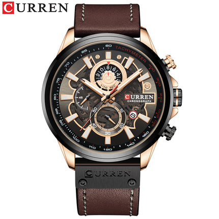 Men's Watches, Leather Strap wristwatches Waterproof  Quartz Business Watch for Men