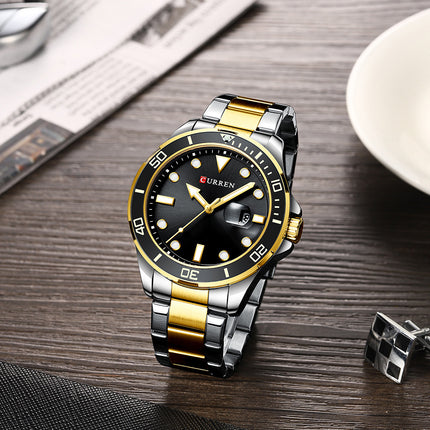 Men's Watches, Stainless Steel Strap wristwatches Waterproof Quartz Calendar Business Watch for Men