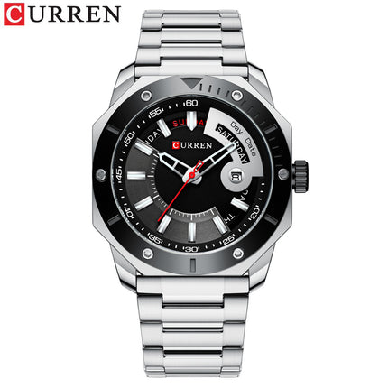 Men's Watches, Stainless Steel Strap wristwatches Waterproof Quartz Calendar Business Watch for Men