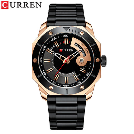 Men's Watches, Stainless Steel Strap wristwatches Waterproof Quartz Calendar Business Watch for Men