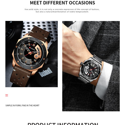 Men's Watches, Stainless Steel Strap wristwatches Waterproof Quartz Calendar Business Watch for Men