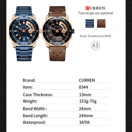 Men's Watches, Stainless Steel Strap wristwatches Waterproof Quartz Calendar Business Watch for Men