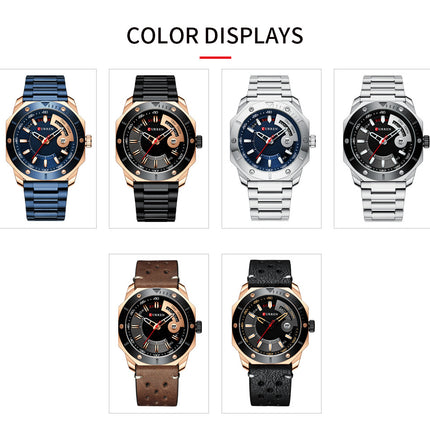 Men's Watches, Stainless Steel Strap wristwatches Waterproof Quartz Calendar Business Watch for Men