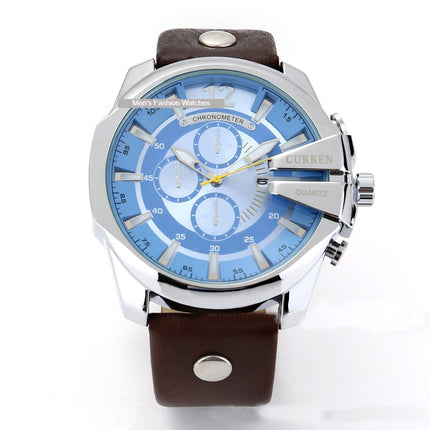 Men's Watches, Leather Strap wristwatches Waterproof Quartz Calendar Sport Watch for Men