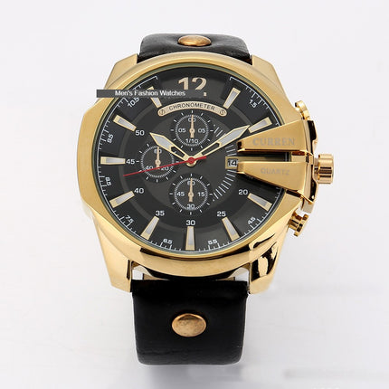 Men's Watches, Leather Strap wristwatches Waterproof Quartz Calendar Sport Watch for Men