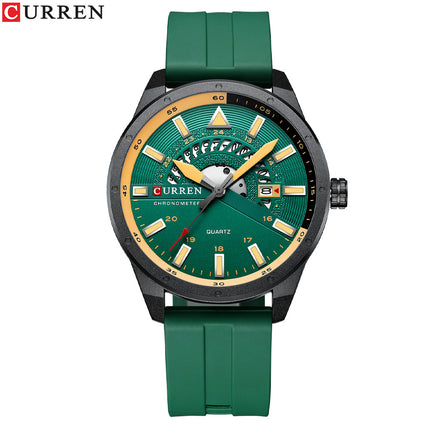 Men's Fashion Watches, Silicone Strap wristwatches Waterproof Quartz Calendar Watch for Men