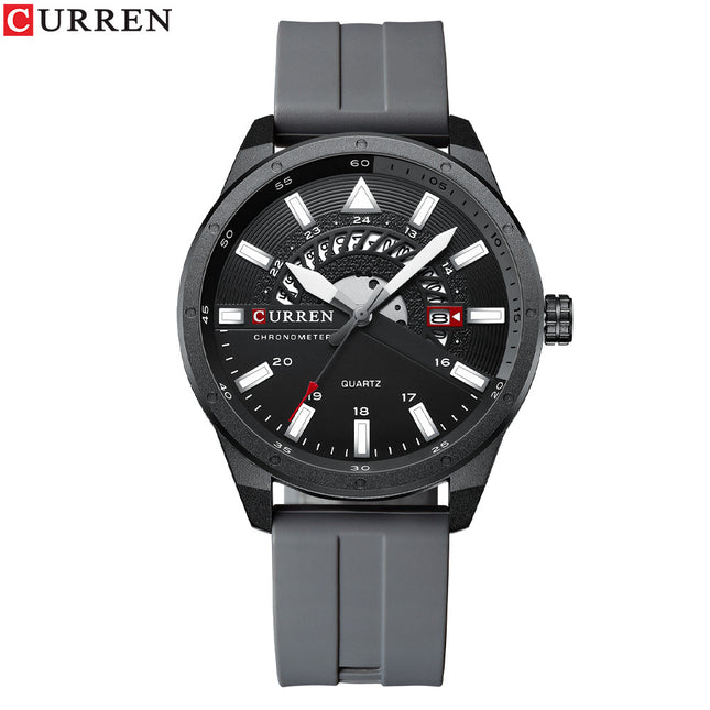 Men's Fashion Watches, Silicone Strap wristwatches Waterproof Quartz Calendar Watch for Men