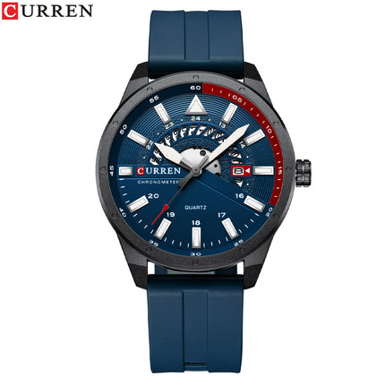 Men's Fashion Watches, Silicone Strap wristwatches Waterproof Quartz Calendar Watch for Men