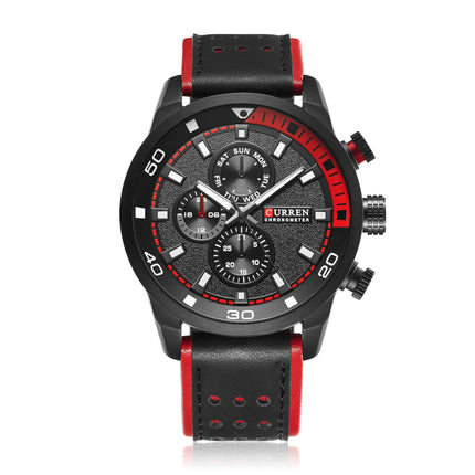 Men's Fashion Watches,  Leather Strap wristwatches Waterproof Quartz Sport Watch for Men