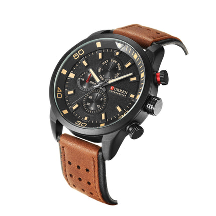 Men's Fashion Watches,  Leather Strap wristwatches Waterproof Quartz Sport Watch for Men