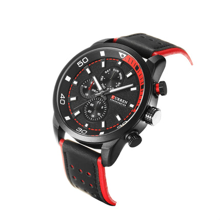 Men's Fashion Watches,  Leather Strap wristwatches Waterproof Quartz Sport Watch for Men