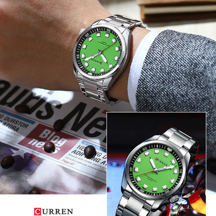 Men's Fashion Watches,  Stainless Steel Strap wristwatches Waterproof Quartz Business Watch for Men-E5